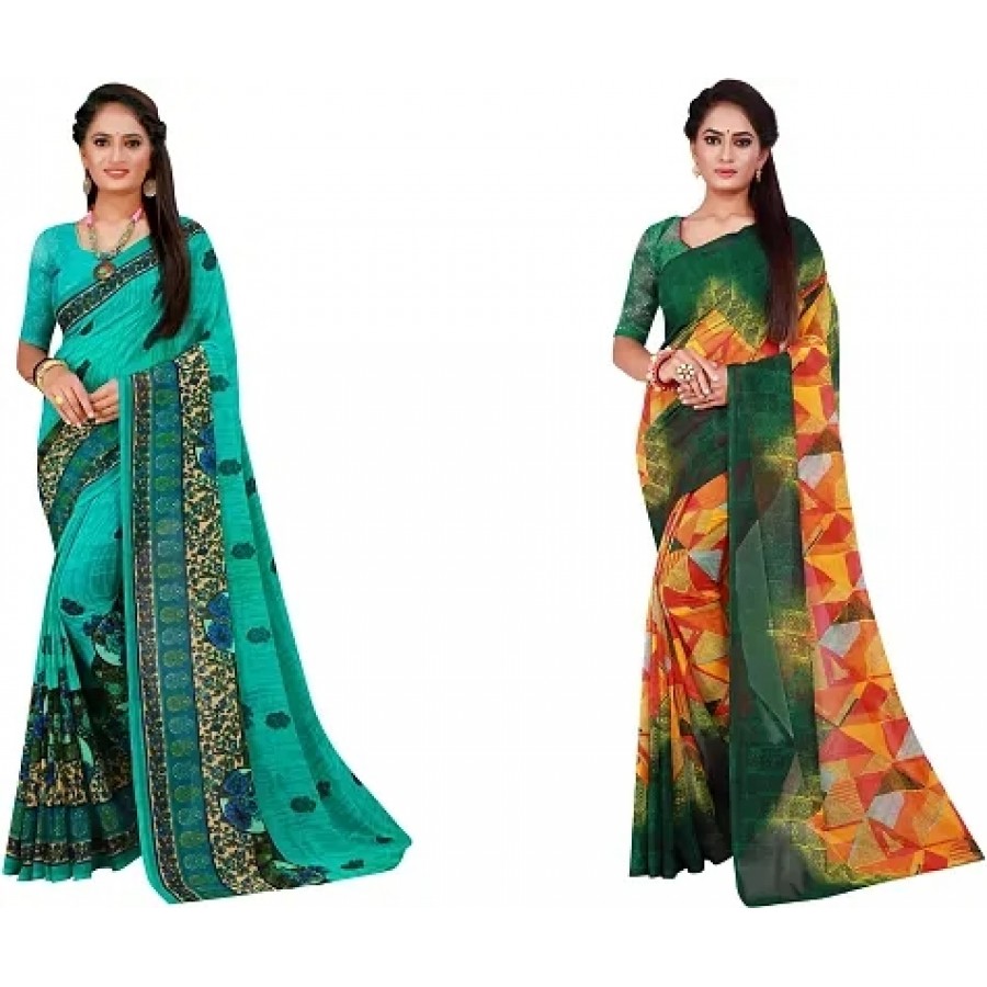 Beautiful Georgette Saree with Blouse Piece Pack Of 2