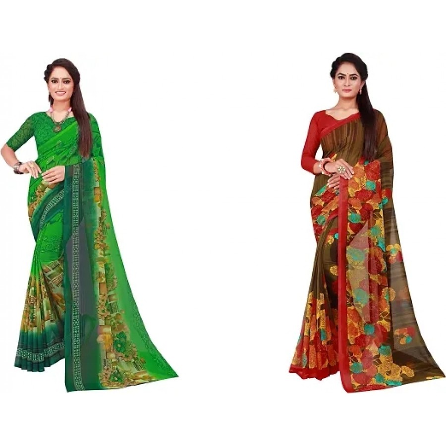 Beautiful Georgette Saree with Blouse Piece Pack Of 2