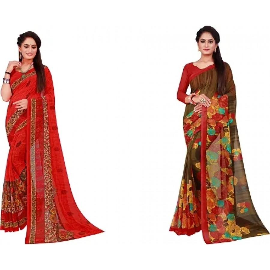 Beautiful Georgette Saree with Blouse Piece Pack Of 2