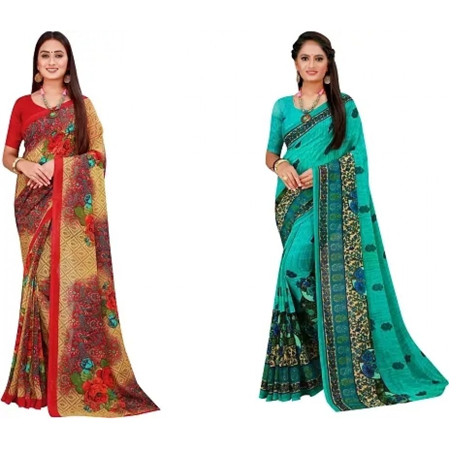 Beautiful Georgette Saree with Blouse Piece Pack Of 2