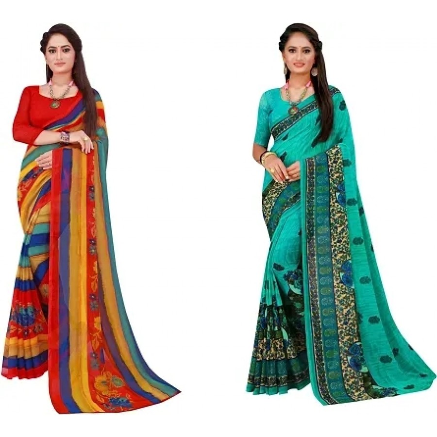 Beautiful Georgette Saree with Blouse Piece Pack Of 2