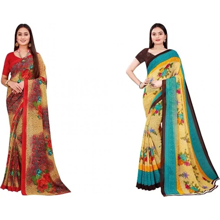 Beautiful Georgette Saree with Blouse Piece Pack Of 2