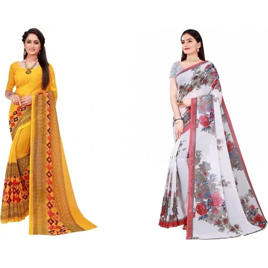 Beautiful Georgette Saree with Blouse Piece Pack Of 2