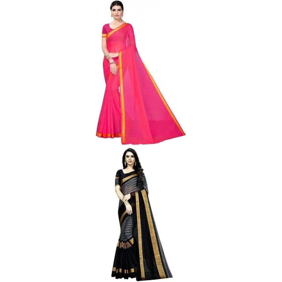 Beautiful Multicoloured Art Silk Saree with Blouse piece Pack Of 2