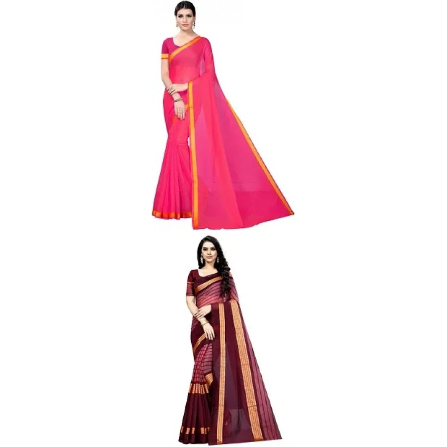 Beautiful Multicoloured Art Silk Saree with Blouse piece Pack Of 2