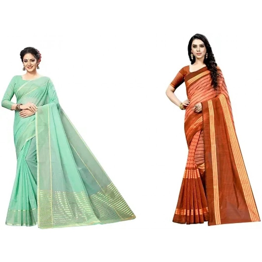 Beautiful Multicoloured Art Silk Saree with Blouse piece Pack Of 2