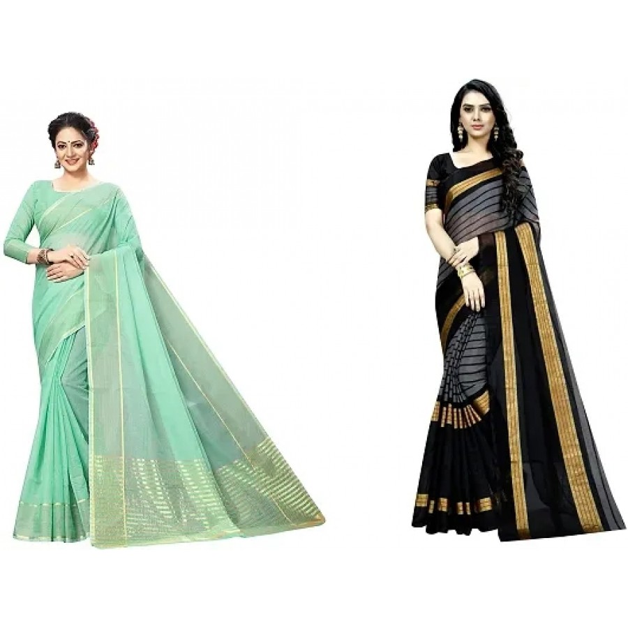 Beautiful Multicoloured Art Silk Saree with Blouse piece Pack Of 2