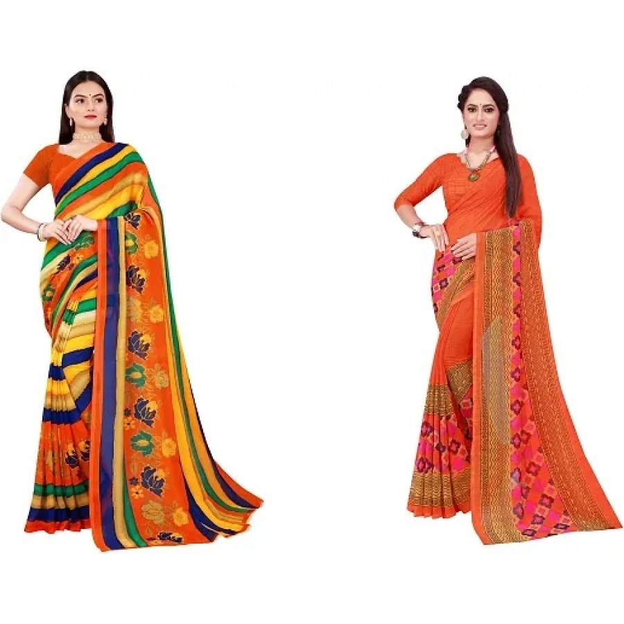 Beautiful Multicoloured Georgette Saree with Blouse piece Pack Of 2