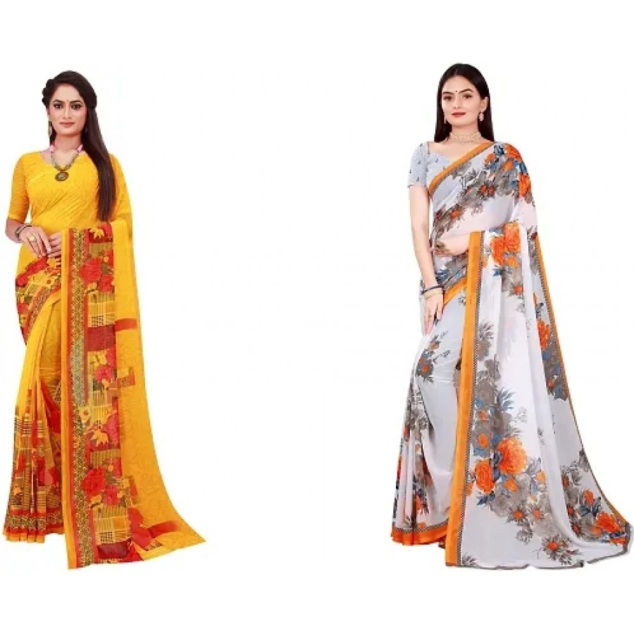 Beautiful Multicoloured Georgette Saree with Blouse piece Pack Of 2