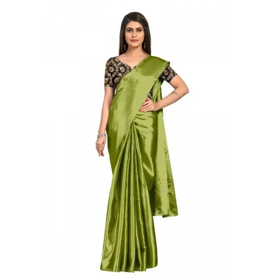 Beautiful Satin Saree with Blouse piece for Women