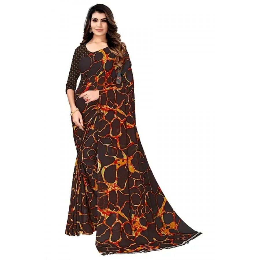 Classic Georgette Printed Saree with Blouse Piece