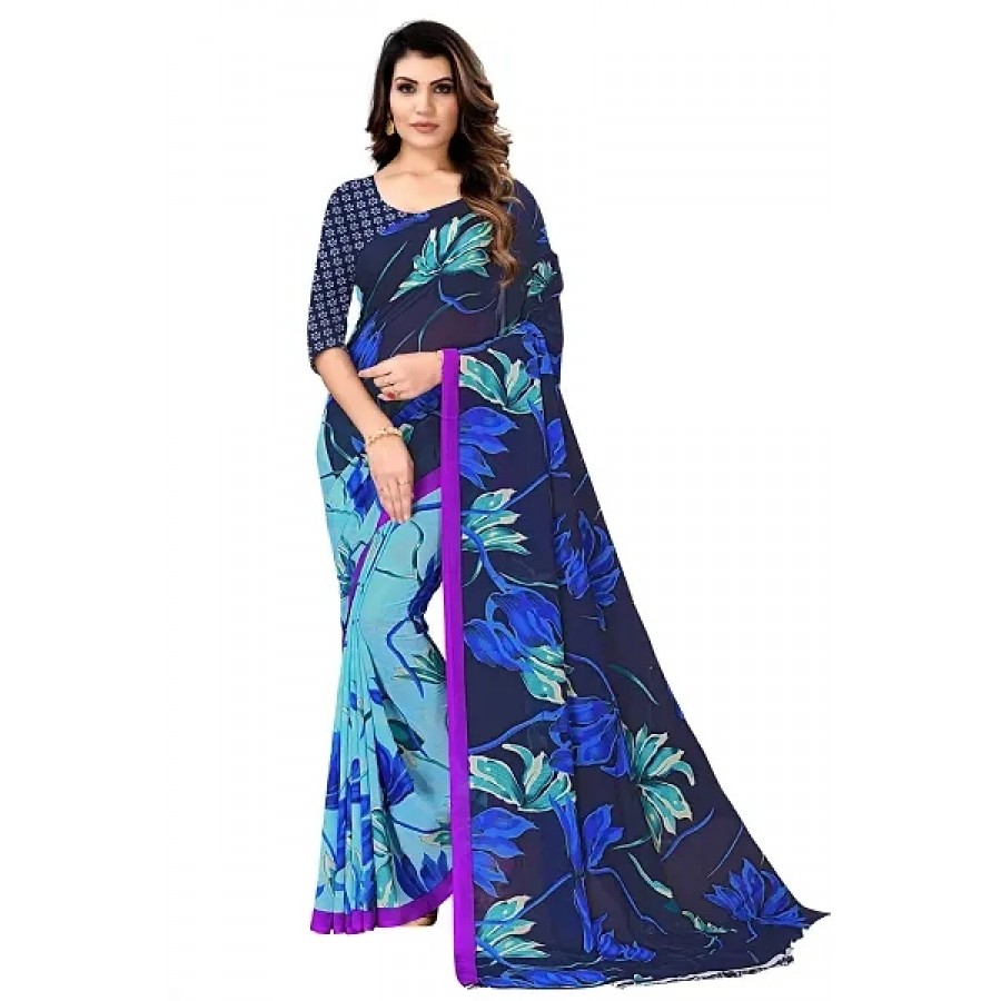 Classic Georgette Printed Saree with Blouse Piece