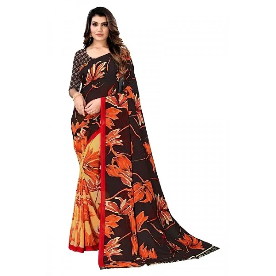 Classic Georgette Printed Saree with Blouse Piece