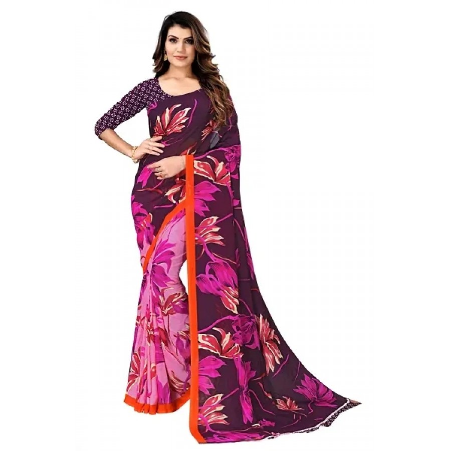 Classic Georgette Printed Saree with Blouse Piece