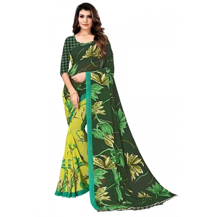 Classic Georgette Printed Saree with Blouse Piece