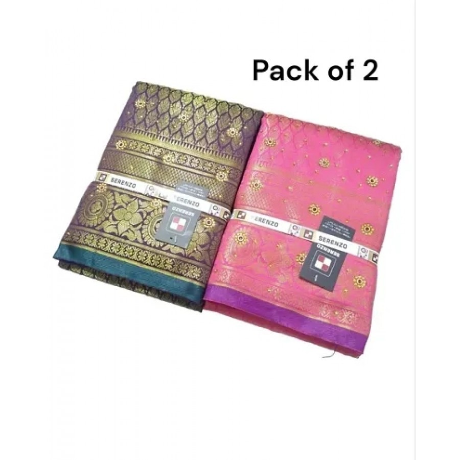 Pack Of 2 Banarasi Brocade Saree With Blouse Piece