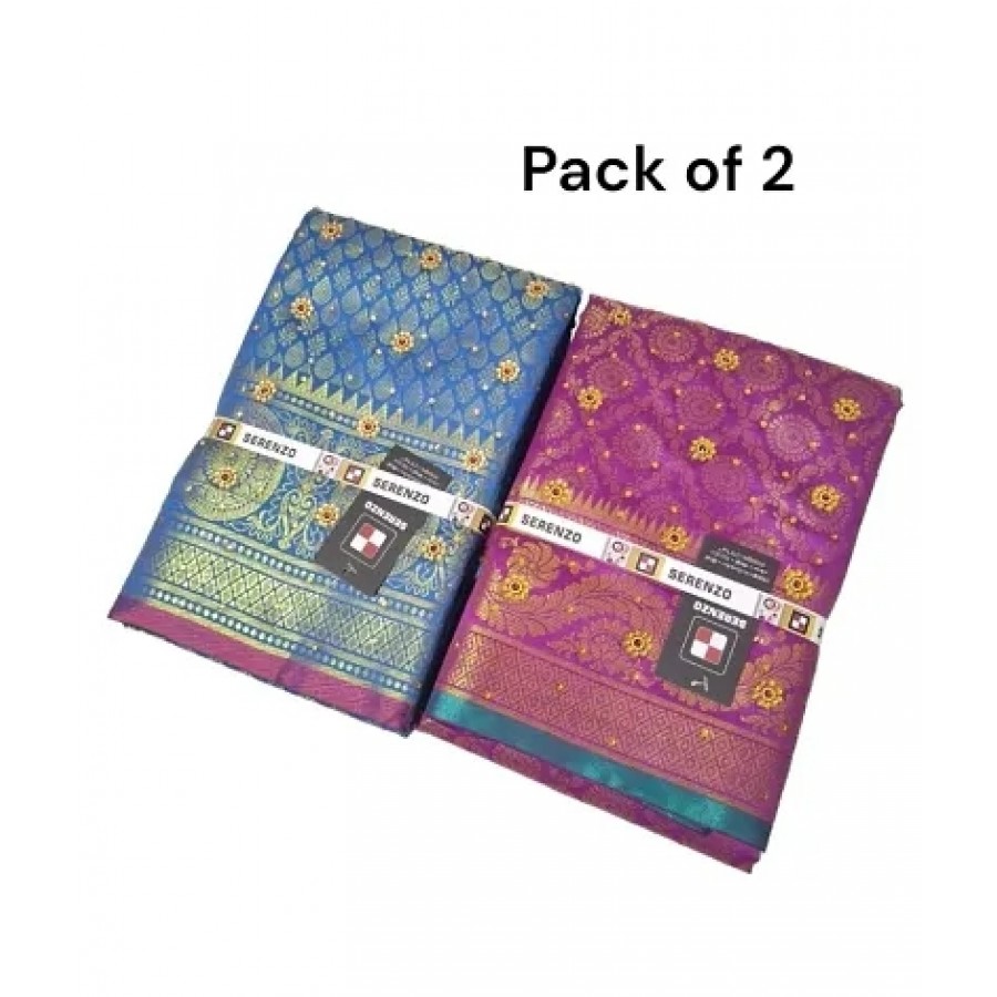 Pack Of 2 Banarasi Brocade Saree With Blouse Piece