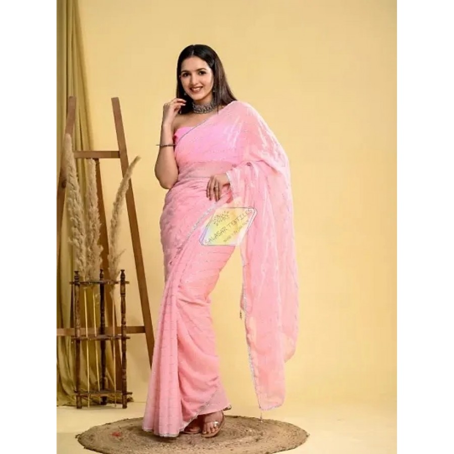 Pure Georgette Partywear Saree With Blouse Piece