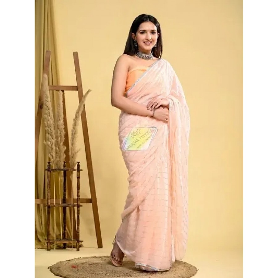 Pure Georgette Partywear Saree With Blouse Piece