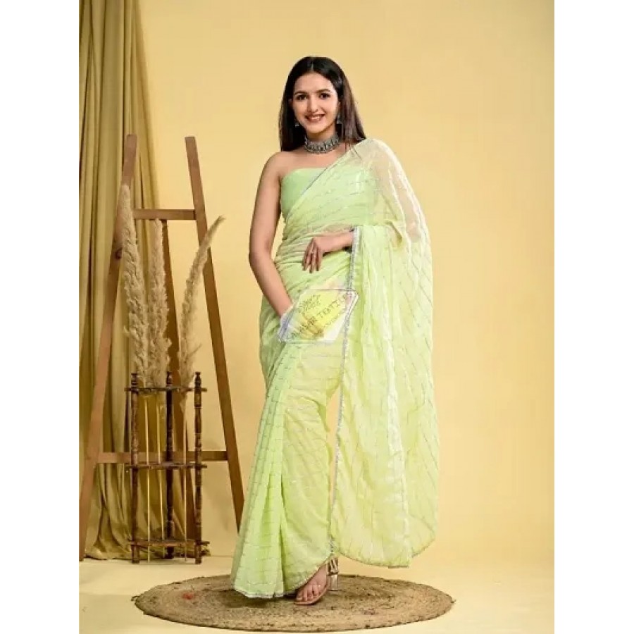 Pure Georgette Partywear Saree With Blouse Piece