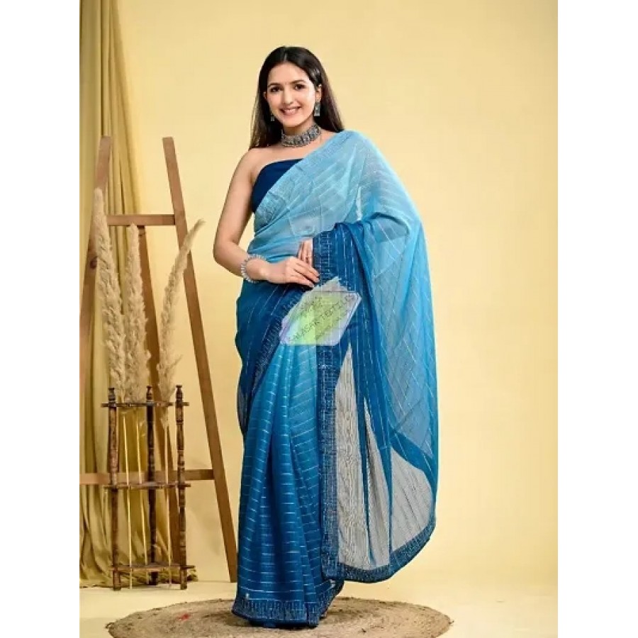 Pure Georgette Printed Saree With Blouse Piece