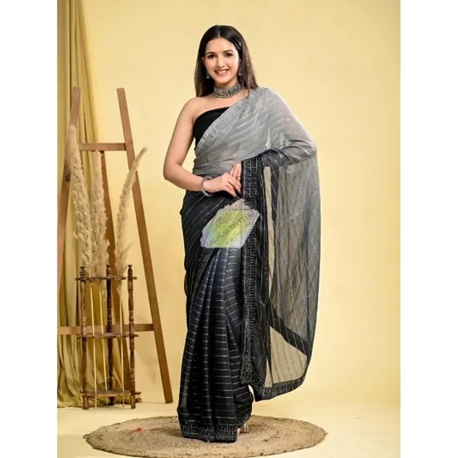 Pure Georgette Printed Saree With Blouse Piece