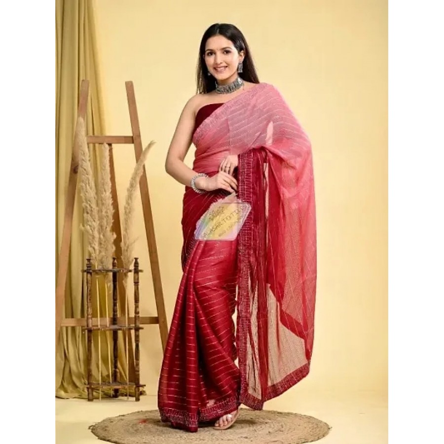 Pure Georgette Printed Saree With Blouse Piece