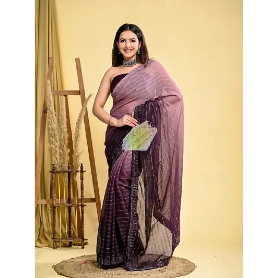 Pure Georgette Printed Saree With Blouse Piece