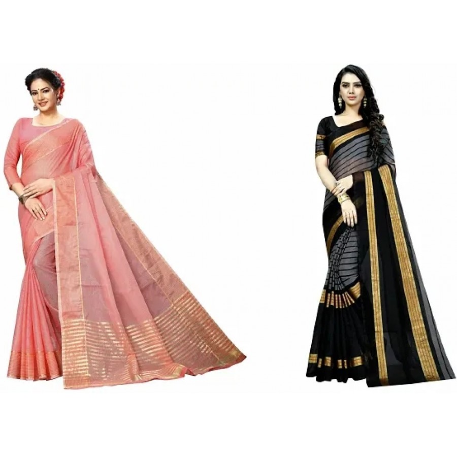 Stylish Fancy Art Silk Saree With Blouse Piece For Women Pack Of 2