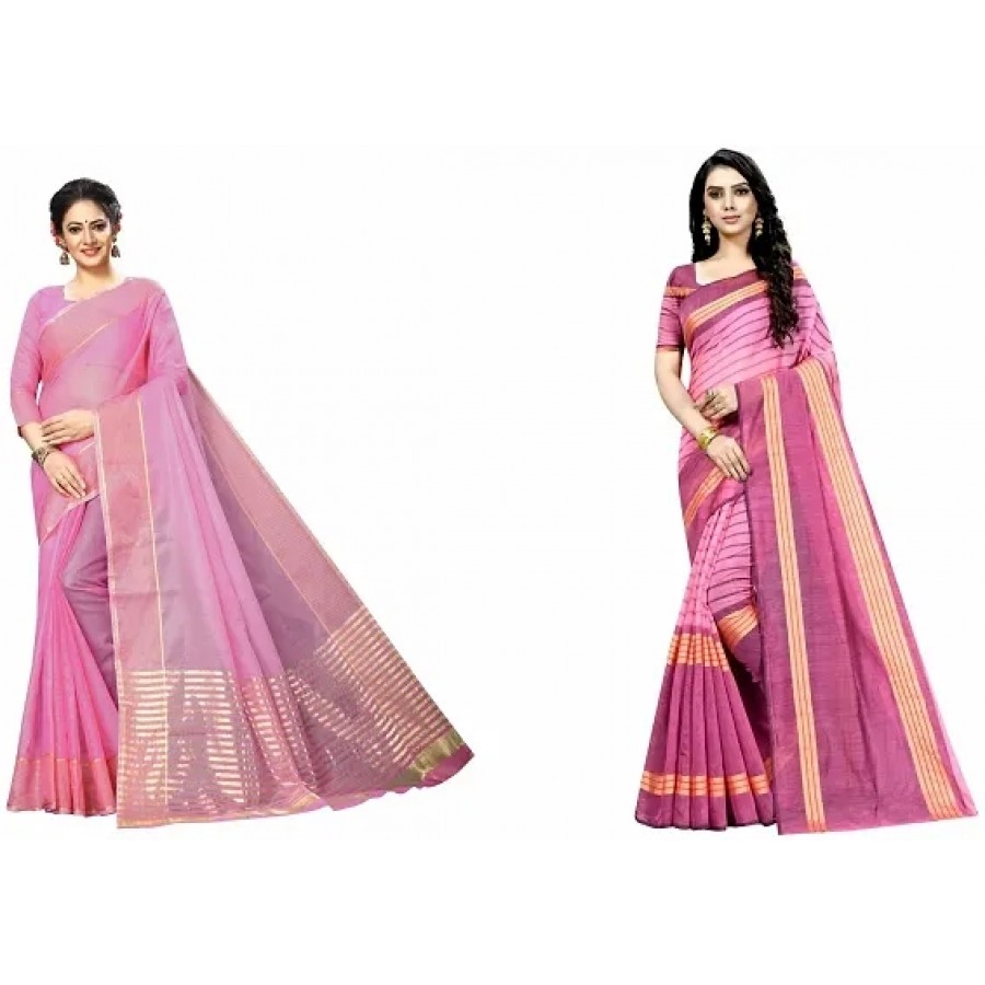 Stylish Fancy Art Silk Saree With Blouse Piece For Women Pack Of 2