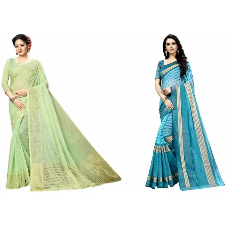 Stylish Fancy Art Silk Saree With Blouse Piece For Women Pack Of 2