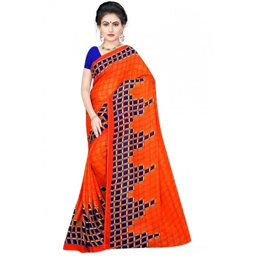 Stylish Rennial Printed Saree With Blouse Piece