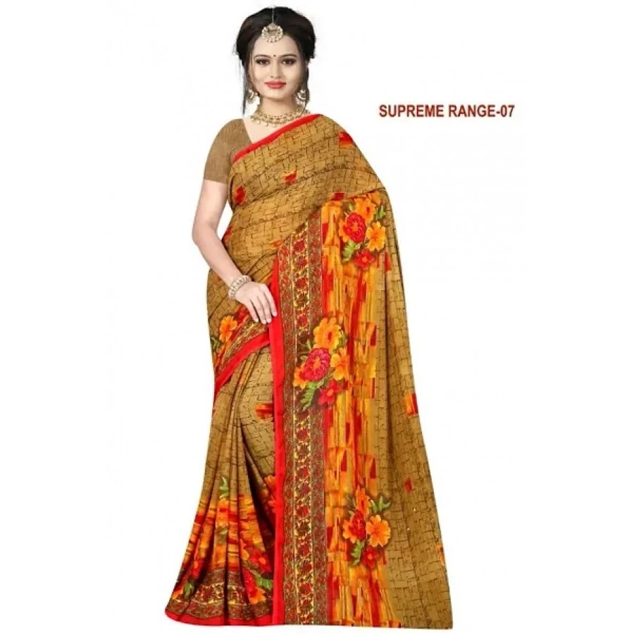 Stylish Rennial Printed Saree With Blouse Piece