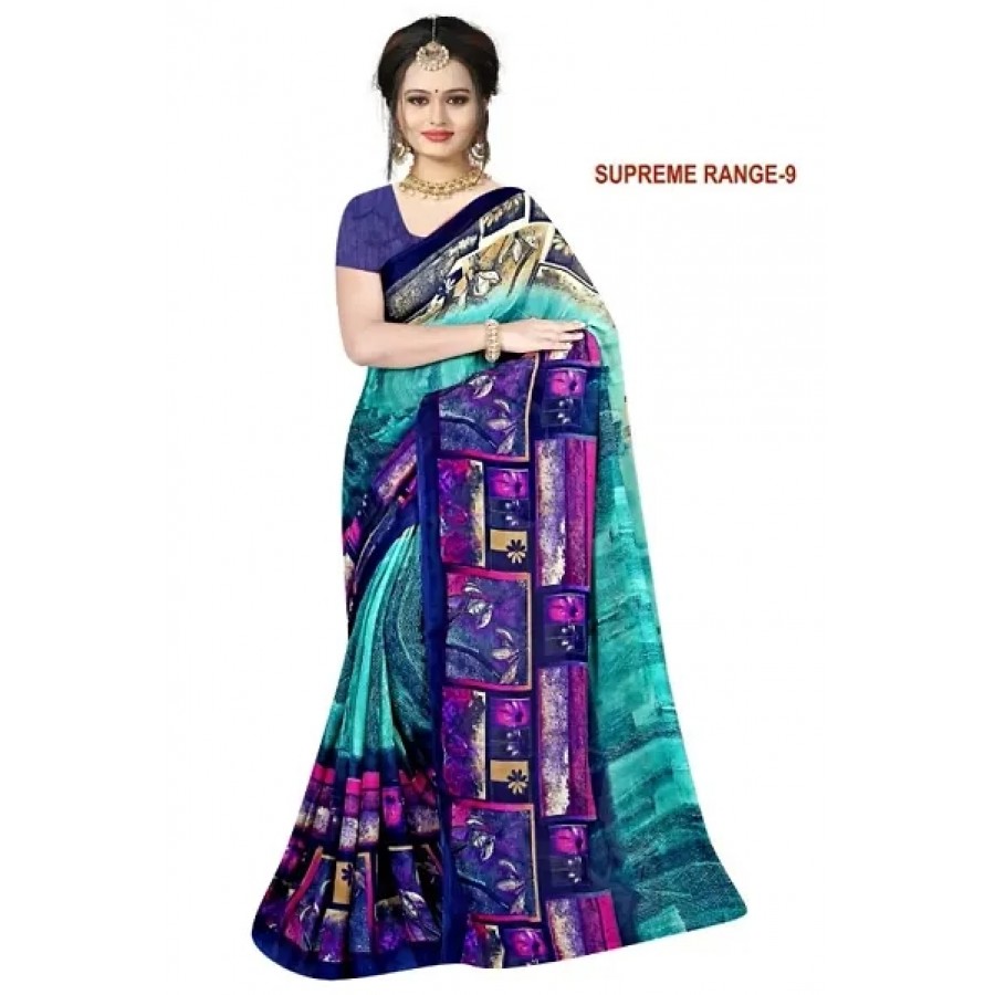 Stylish Rennial Printed Saree With Blouse Piece