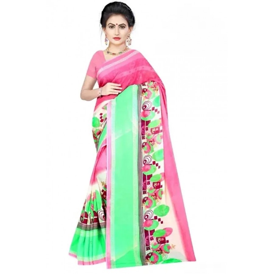 Stylish Rennial Printed Saree With Blouse Piece