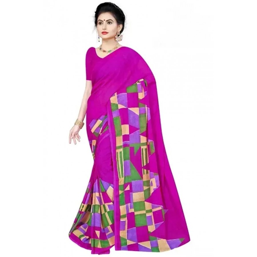 Stylish Rennial Printed Saree With Blouse Piece