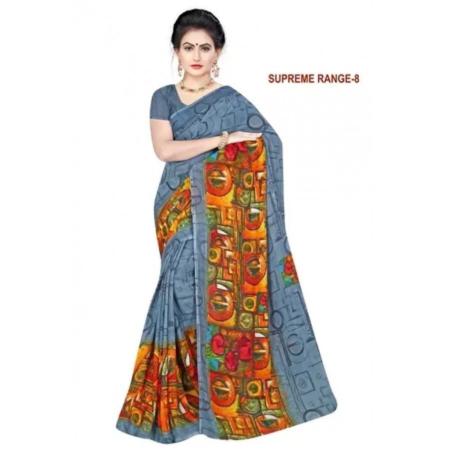 Stylish Rennial Printed Saree With Blouse Piece