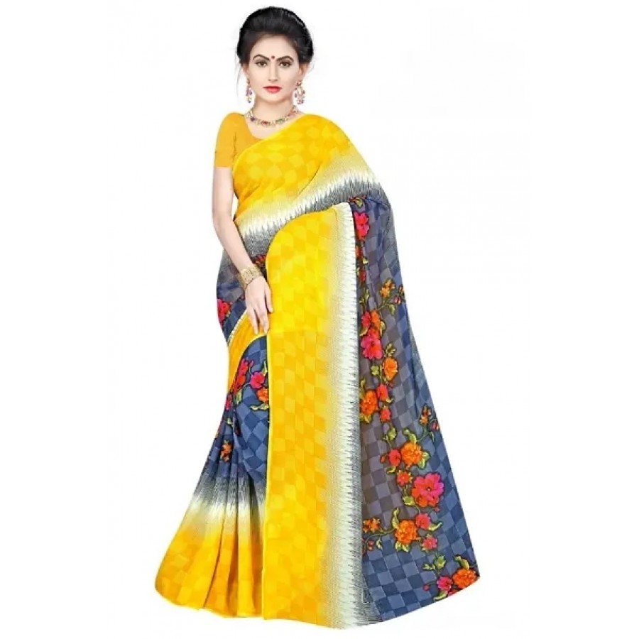 Stylish Rennial Printed Saree With Blouse Piece