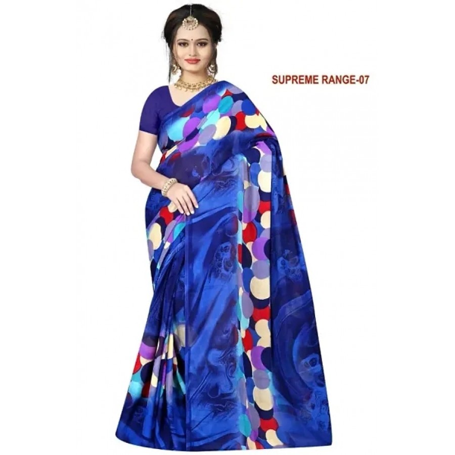 Stylish Rennial Printed Saree With Blouse Piece