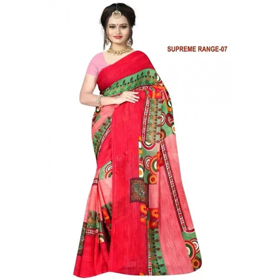 Stylish Rennial Printed Saree With Blouse Piece