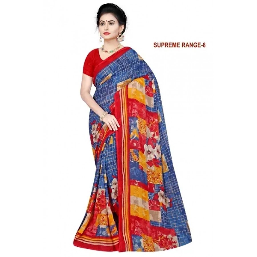 Stylish Rennial Printed Saree With Blouse Piece