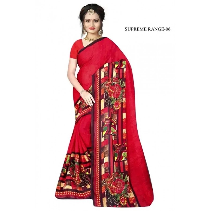 Stylish Rennial Printed Saree With Blouse Piece