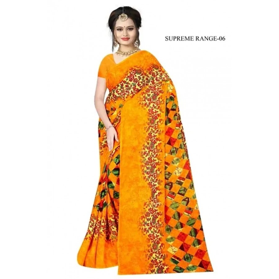 Stylish Rennial Printed Saree With Blouse Piece