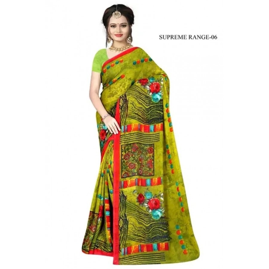 Stylish Rennial Printed Saree With Blouse Piece