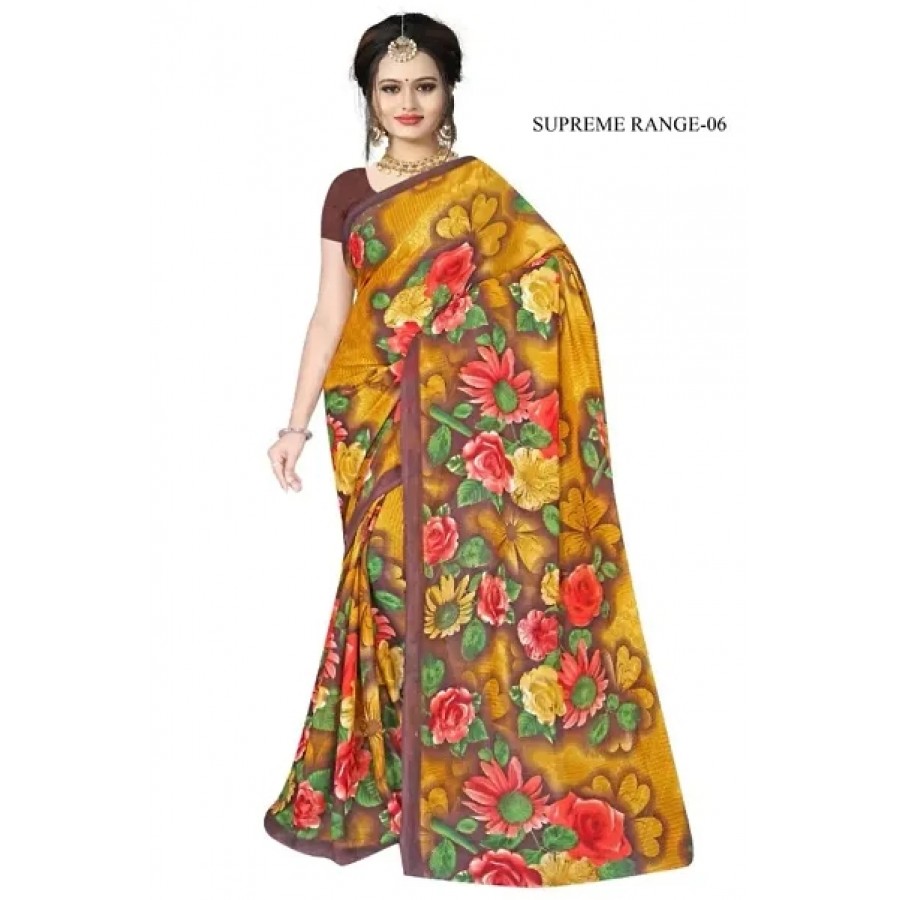 Stylish Rennial Printed Saree With Blouse Piece