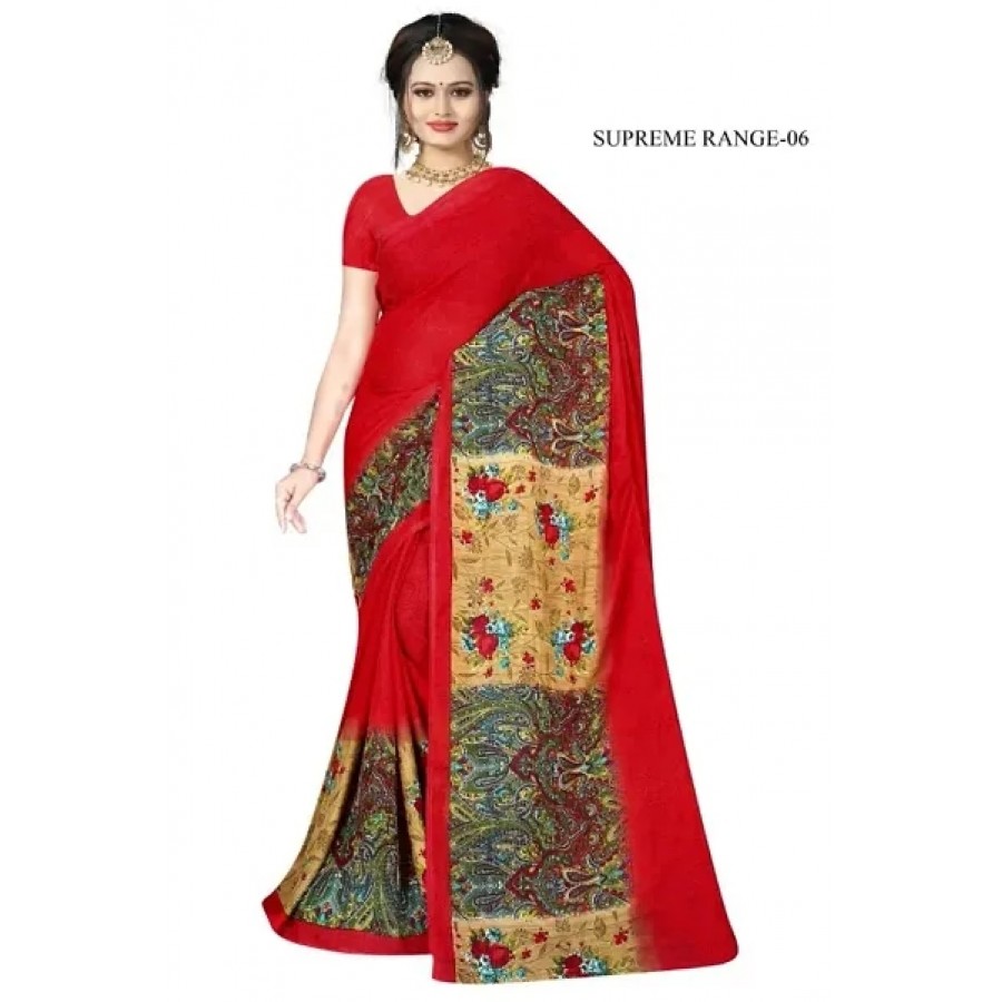 Stylish Rennial Printed Saree With Blouse Piece