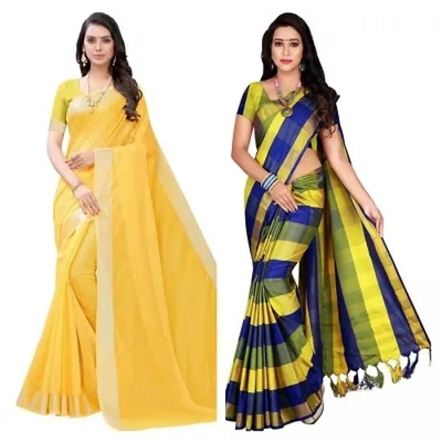 pack of 2 cotton silk saree with blouse