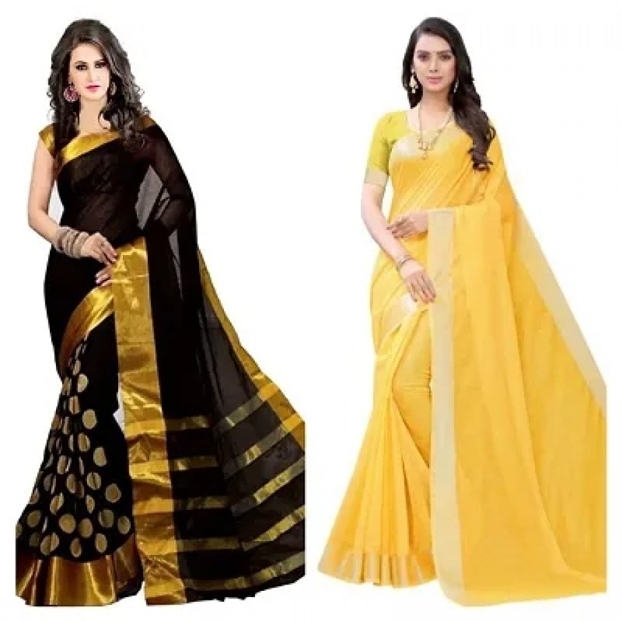 pack of 2 cotton silk saree with blouse