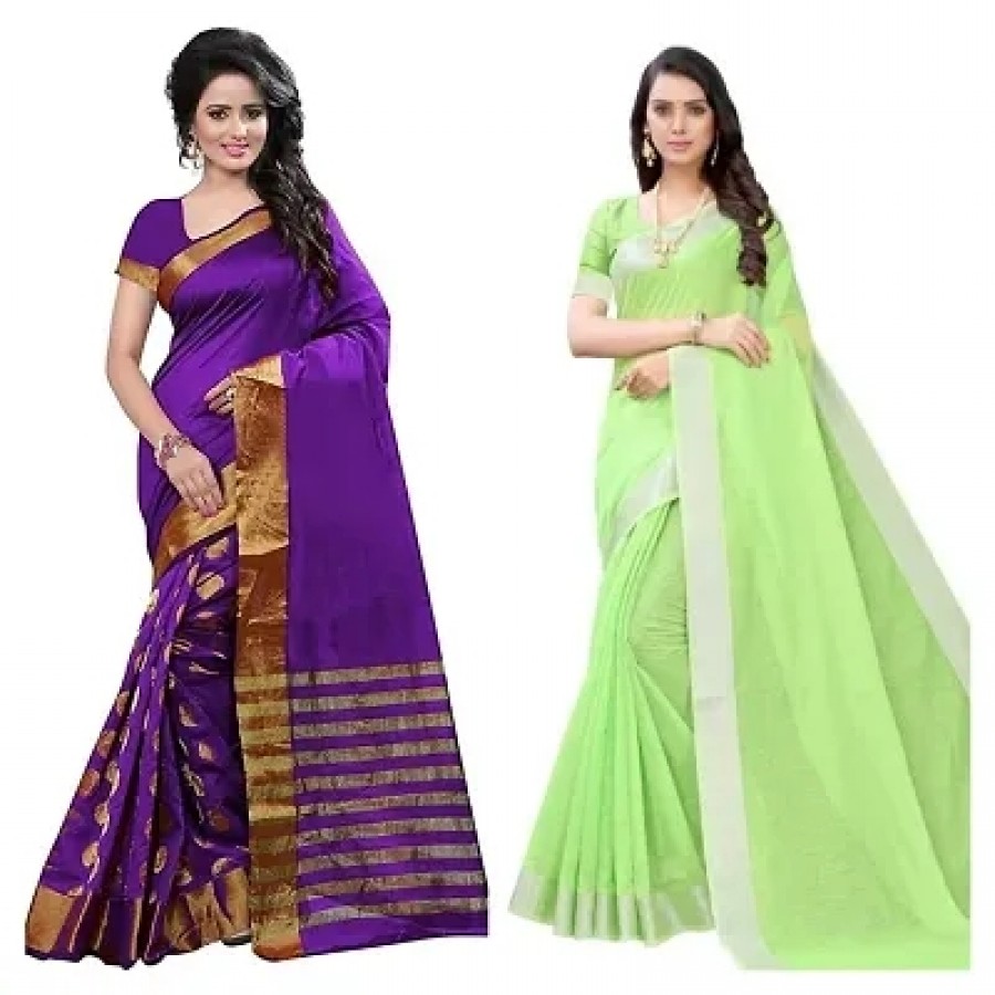 pack of 2 cotton silk saree with blouse