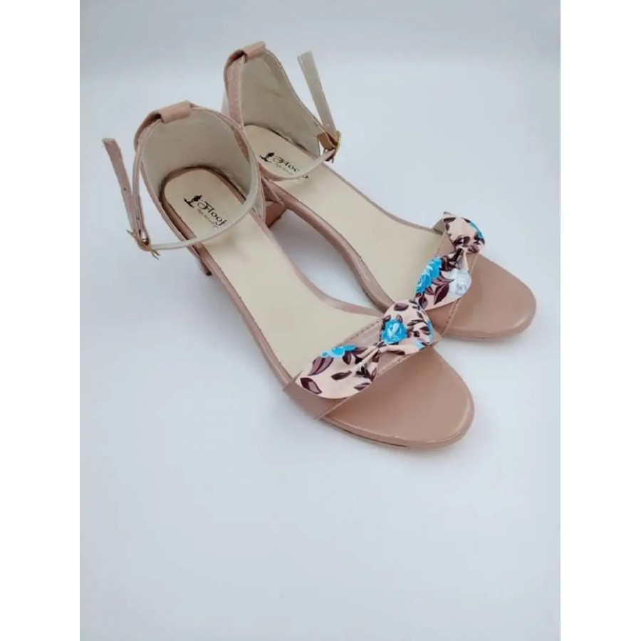 Elegant Brown PU Self Design Sandals For Women